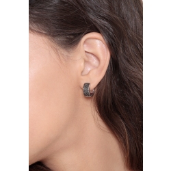 White gold 18k hoop earrings with black diamonds pavé 2