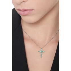 Cross pendant with emeralds and diamonds  2