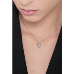 Kreuzkette Weißgold 750 schwarze weißen Diamanten 2