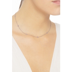 18k white gold necklace with pink sapphires in full bezel 2