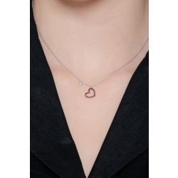 Necklace with burnished heart pendant with rubies and a solitaire diamond 2