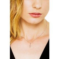 Cross pendant with solitaire diamond in 18k white gold 2