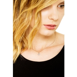 Collier en or blanc 18k à billes avec pendentif pavé rond et diamants 2