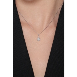 18k white gold drop pendant  with palline and diamonds 2