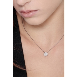 Collier fluer Or Blanc 18k avec pendentif halo et diamant 2