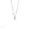 Collana maglia rolo' con lettera E in oro bianco 18k e diamanti