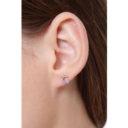 Mono Boucle d’Oreille en Or Blanc 18k avec Lettre C et Diamants 2