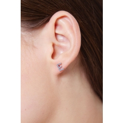 Boucle d'oreille lettre  E  en diamants et or blanc 750 2