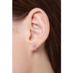 Letter earring T in white gold and diamonds 2