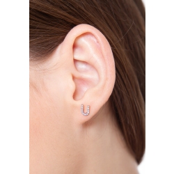 U letter earring in white gold and diamonds 2