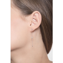 Boucles d'oreilles en or blanc 18k avec diamants, cm 4 2