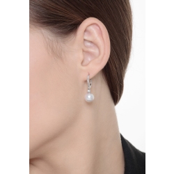 White gold 18k earrings with pearl and a diamonds row 2