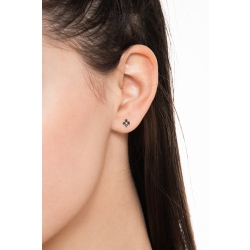 18k rose gold stud earrings with small black diamonds cross 2