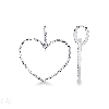 White gold 18k drop diamond heart earrings, 3,5x3 cm