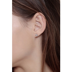 Pendientes trébol oro blanco 18k y brillantes 2