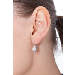 18k white gold earrings with diamonds and natural cultivated pearls  2