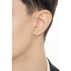 Hoop single earring with half channel diamonds in white gold 750 2