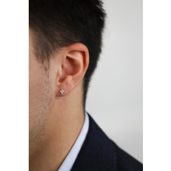 Pendientes sueltos con cruz en oro blanco de 18 quilates con diamantes 2