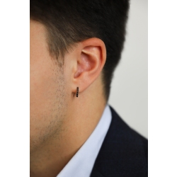 Pendiente mono aro oro blanco 18kt con diamantes negros 2