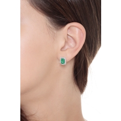 White gold 18k stud earrings with emeralds and diamonds  2