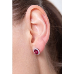 Boucles d’oreilles en or blanc 18k avec rubis ovales et diamants 2