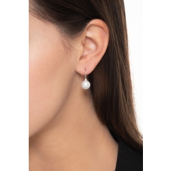 White gold 18k earrings with diamonds and pearls of about 9 mm 2