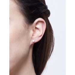 White gold 18k stud earrings with natural cultivated pearls, mm 4,50 2