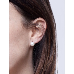 Stud earrings with natural cultivated pearls in white gold 18k 2