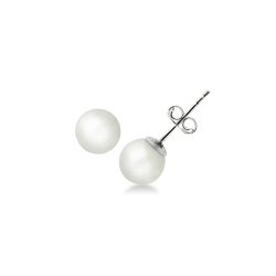Stud earrings with natural cultivated pearls in white gold 18k