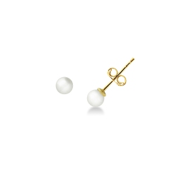 Boucles d'oreilles à clou en or jaune 18k avec perles cultivées naturelle