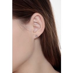 Round diamond stud earrings in white gold 18k, ct 0,08  2