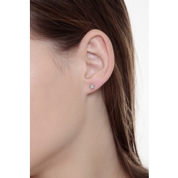 White gold 18k bezel diamond stud earrings  2