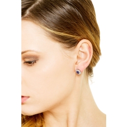 Pendientes halo Oro Blanco 18k con zafiros y diamantes 2