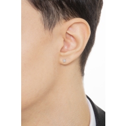 Clou d'oreille mono or blanc 18k et diamant  2