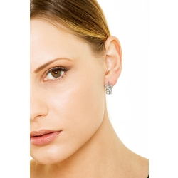 Fancy earrings with aquamarines and 2 leaves with diamonds 2