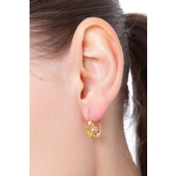 Yellow gold 18k earrings with yellow topaz and diamonds  2