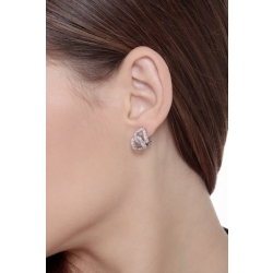 18k white gold groumette earrings with two diamonds links 2