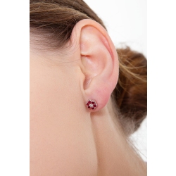 18k white gold cluster earrings with rubies and diamonds 2