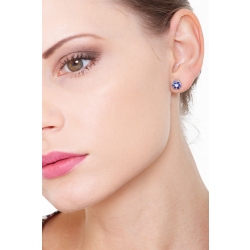 Pendientes en oro blanco 18k con diamantes y zafiros azules 2