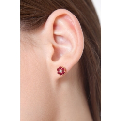 Cluster earrings in 18k white gold with rubies and diamonds 2