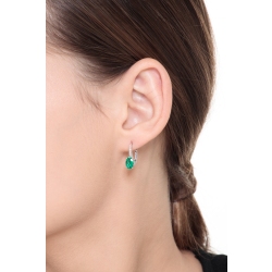 Boucles d'oreilles en or blanc 18k avec émeraudes taille ovale et diamants 2