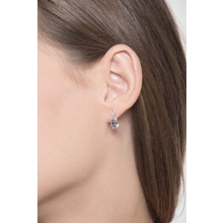 White gold 18k stud earrings with aquamarine oval cut and diamonds  2