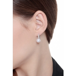 Pendientes de oro blanco de 18 quilates con perlas y diamantes  2