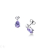 Earrings in white gold 18k with amethyst pear cut and diamonds, 7x5 mm