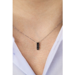 Trilogy necklace in white gold 18k with black diamonds 2