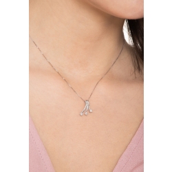 Collier féminin avec pendentif Trilogy Or Blanc 18k diamants 2