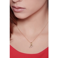 Necklace in 18k yellow gold with fancy diamond trilogy pendant  2