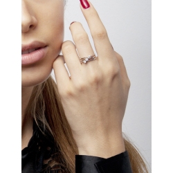 Band trilogy type ring with diamonds in white gold 18k 2