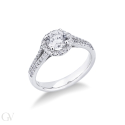 Monture solitaire linéaire avec des diamants sertis sur la tige. 2