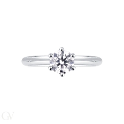 White gold 18k solitaire setting six prongs
